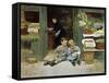 Children Have Afternoon Snack at Grocery Store-Victor Gabriel Gilbert-Framed Stretched Canvas