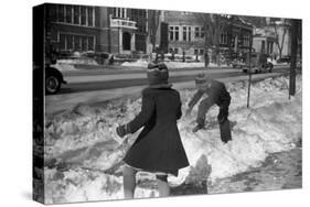 Children Having a Snowball Fight Photograph - Chillicothe, OH-Lantern Press-Stretched Canvas