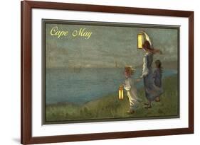 Children Holding Lanterns, Cape May, New Jersey-null-Framed Art Print