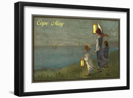 Children Holding Lanterns, Cape May, New Jersey-null-Framed Art Print
