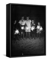 Children Holding Sparklers on a Beach-Lisa Larsen-Framed Stretched Canvas