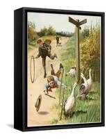 Children, Hoops, C19th-null-Framed Stretched Canvas