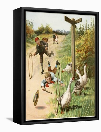 Children, Hoops, C19th-null-Framed Stretched Canvas