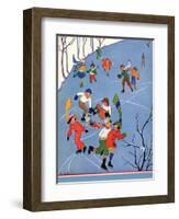 Children Ice Skating, 1935-Elizabeth Jones-Framed Giclee Print