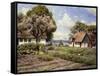 Children in a Farmyard-Peder Mork Monsted-Framed Stretched Canvas