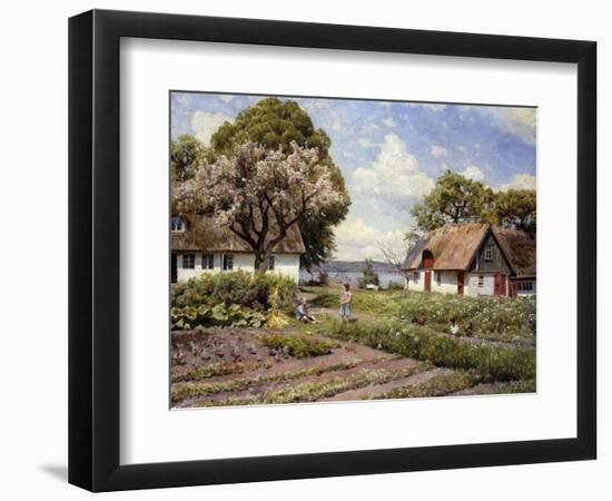 Children in a Farmyard-Peder Mork Monsted-Framed Premium Giclee Print