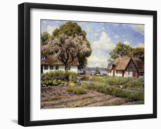 Children in a Farmyard-Peder Mork Monsted-Framed Giclee Print