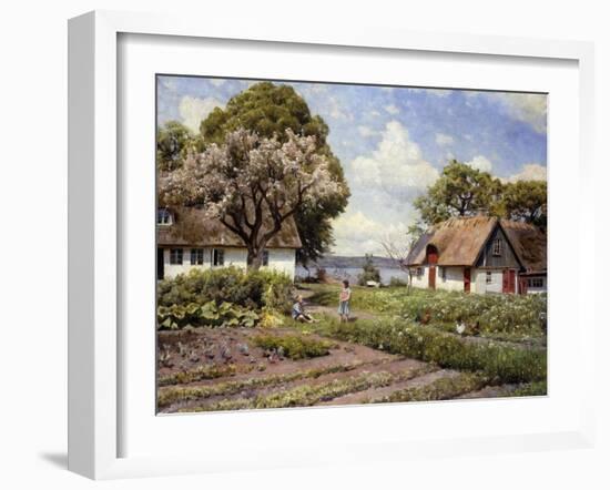 Children in a Farmyard-Peder Mork Monsted-Framed Giclee Print