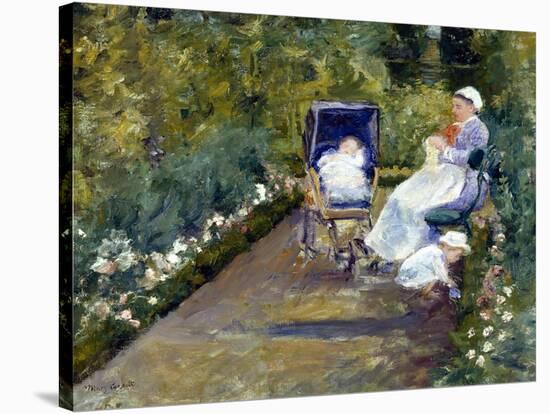 Children in a Garden (The Nurse)-Mary Cassatt-Stretched Canvas