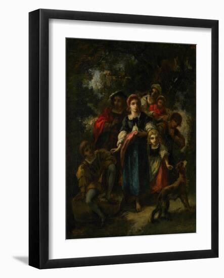 Children in a Wood-Narcisse Virgile Diaz de la Pena-Framed Giclee Print