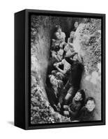 Children in an English Bomb Shelter During the German Bombing of British Cities in 1940-41-null-Framed Stretched Canvas