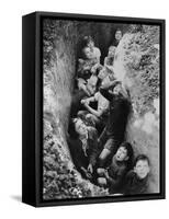 Children in an English Bomb Shelter During the German Bombing of British Cities in 1940-41-null-Framed Stretched Canvas