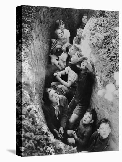 Children in an English Bomb Shelter During the German Bombing of British Cities in 1940-41-null-Stretched Canvas