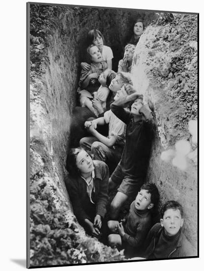 Children in an English Bomb Shelter During the German Bombing of British Cities in 1940-41-null-Mounted Art Print