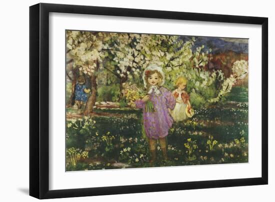 Children in an Orchard in Blossom; Les Enfants Un Verger En Fleurs, 1914-Henri Lebasque-Framed Giclee Print