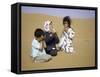 Children in Desert, Morocco-Michael Brown-Framed Stretched Canvas