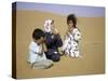 Children in Desert, Morocco-Michael Brown-Stretched Canvas