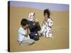 Children in Desert, Morocco-Michael Brown-Stretched Canvas