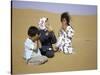 Children in Desert, Morocco-Michael Brown-Stretched Canvas