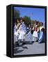 Children in National Dress Carrying Flags, Independence Day Celebrations, Greece-Tony Gervis-Framed Stretched Canvas