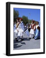 Children in National Dress Carrying Flags, Independence Day Celebrations, Greece-Tony Gervis-Framed Photographic Print