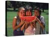 Children in Park Eating Watermelon-Mark Gibson-Stretched Canvas