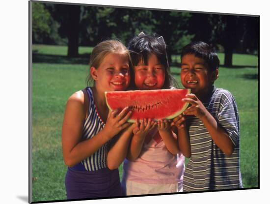 Children in Park Eating Watermelon-Mark Gibson-Mounted Premium Photographic Print