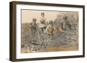 Children in Pumpkin Patch-null-Framed Art Print