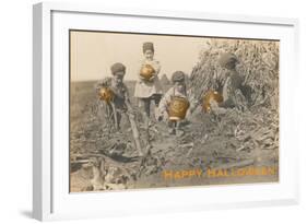 Children in Pumpkin Patch-null-Framed Art Print