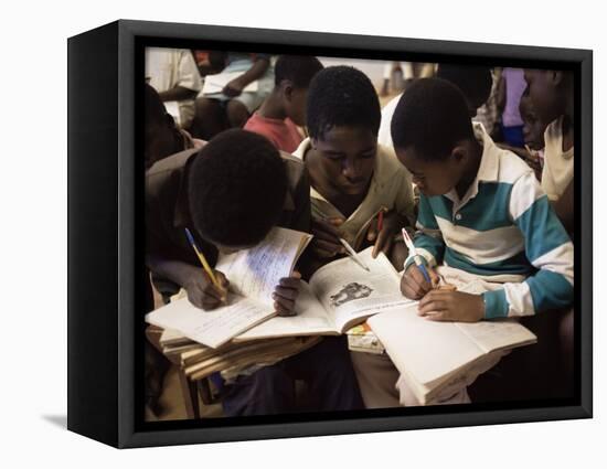 Children in School in Espungabera, Mamica Province, Mozambique, Africa-Liba Taylor-Framed Stretched Canvas