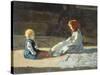 Children in Sun, Circa 1860-Cristiano Banti-Stretched Canvas