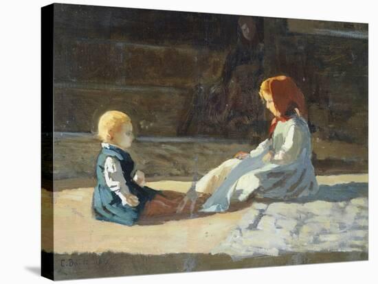 Children in Sun, Circa 1860-Cristiano Banti-Stretched Canvas