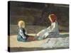 Children in Sun, Circa 1860-Cristiano Banti-Stretched Canvas