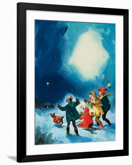 Children in the Snow-null-Framed Giclee Print