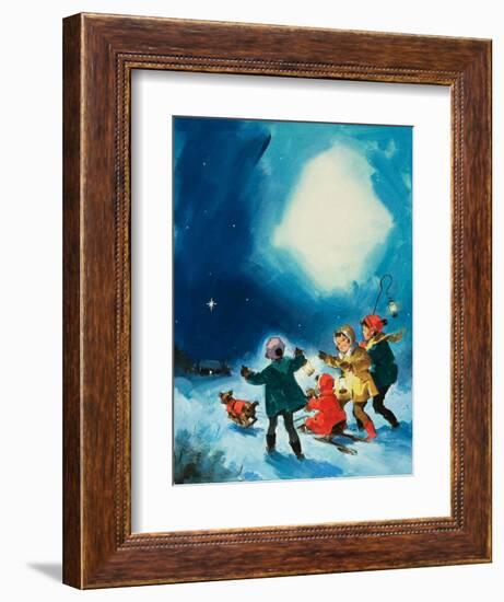 Children in the Snow-null-Framed Giclee Print