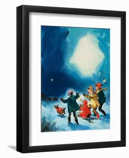 Children in the Snow-null-Framed Giclee Print