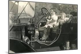 Children in Vintage Car-null-Mounted Art Print