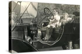 Children in Vintage Car-null-Stretched Canvas