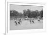 Children In Wheel Barrow Race-null-Framed Art Print