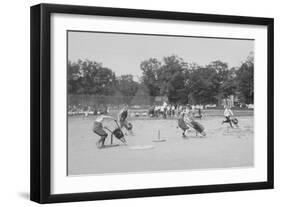 Children In Wheel Barrow Race-null-Framed Art Print