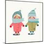 Children in Winter Cloth. Winter Kids Outfit Childish Illustration. Raster Variant.-Popmarleo-Mounted Art Print