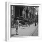 Children Jump Roping on Sidewalk Next to Brooklyn Brownstones, NY, 1949-Ralph Morse-Framed Photographic Print