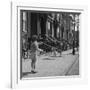 Children Jump Roping on Sidewalk Next to Brooklyn Brownstones, NY, 1949-Ralph Morse-Framed Photographic Print