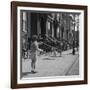 Children Jump Roping on Sidewalk Next to Brooklyn Brownstones, NY, 1949-Ralph Morse-Framed Photographic Print