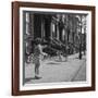 Children Jump Roping on Sidewalk Next to Brooklyn Brownstones, NY, 1949-Ralph Morse-Framed Photographic Print