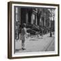 Children Jump Roping on Sidewalk Next to Brooklyn Brownstones, NY, 1949-Ralph Morse-Framed Photographic Print