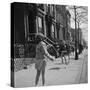 Children Jump Roping on Sidewalk Next to Brooklyn Brownstones, NY, 1949-Ralph Morse-Stretched Canvas