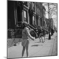 Children Jump Roping on Sidewalk Next to Brooklyn Brownstones, NY, 1949-Ralph Morse-Mounted Photographic Print