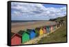 Children Kick Football Near Colourful Beach Huts Above West Cliff Beach-Eleanor Scriven-Framed Stretched Canvas