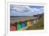 Children Kick Football Near Colourful Beach Huts Above West Cliff Beach-Eleanor Scriven-Framed Photographic Print